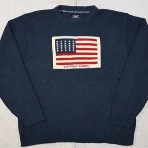 U.S. Polo Assn. Sweaters | Vintage Us Polo Assn Mens L Navy Usa Flag Logo Wool